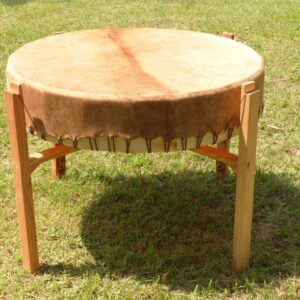 Gros tambour 100 cm diamètre peau de vache et bois de peuplier