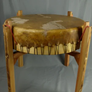Gros tambour sur pieds 80 cm de diamètre - Cerf et Peuplier sur pieds en Pin - ref 850CEPE